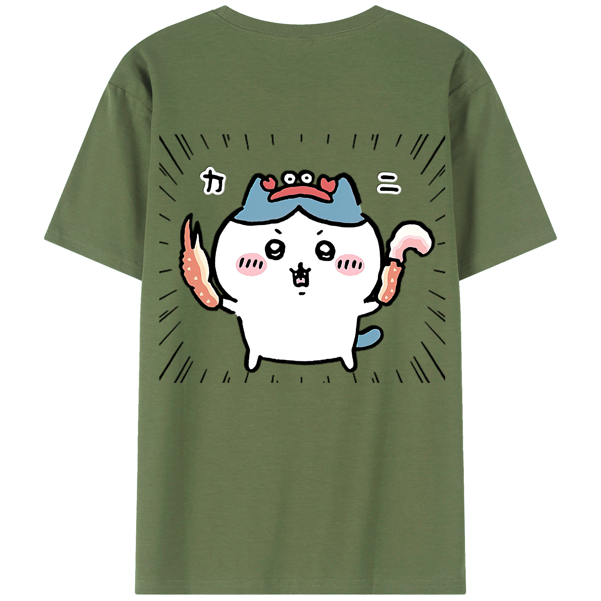 （画像用） ちいかわ ハチワレ Chii-kawa hachiware 綿100％ メンズ半袖Tシャツ（バックプリント） 通気性